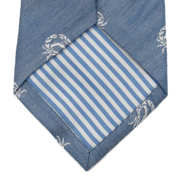 Crown & Ivy Blue Silk Blend Spring Crab Print Necktie Neck Tie - Picture 3 of 7